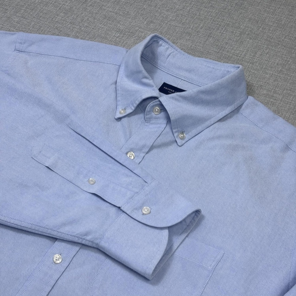 Proper Cloth Button-Down Dress Shirt‎ Mens 19.25 Blue CottonLong Sleeve